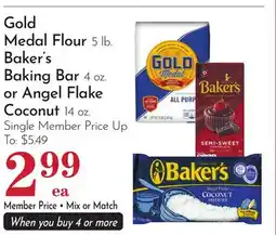 Pavilions Gold Medal Flour 5 lb. Baker's Baking Bar 4 oz. or Angel Flake Coconut 14 oz offer