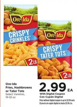 Food 4 Less Ore-Ida Fries, Hashbrowns or Tater Tots offer