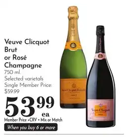 Pavilions Veuve Clicquot Brut or Rosé Champagne offer