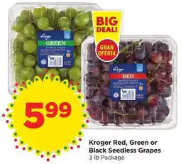 Food 4 Less Kroger Red, Green or Black Seedless Grapes offer