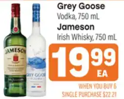 Tony’s Fresh Market Grey Goose Vodka, 750 mL Jameson Irish Whisky offer
