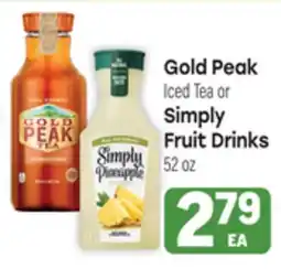 Tony’s Fresh Market Gold Peak Iced Tea or Simply Fruit Drinks offer