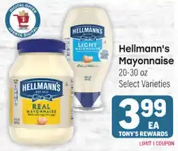 Tony’s Fresh Market Hellmann's Mayonnaise offer