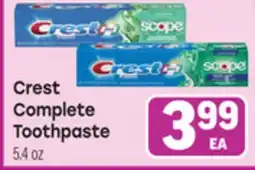 Tony’s Fresh Market Crest Complete Toothpaste offer
