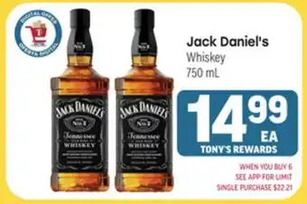 Tony’s Fresh Market Jack Daniel's Whiskey offer