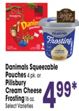 Jewel-Osco Danimals Squeezable Pouches 4 pk. or Pillsbury Cream Cheese Frosting 16 oz offer