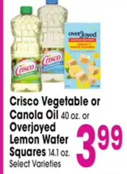 Jewel-Osco Crisco Vegetable or Canola Oil 40 oz. or Overjoyed Lemon Wafer Squares 14.1 oz offer
