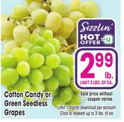 Jewel-Osco Cotton Candy or Green Seedless Grapes offer