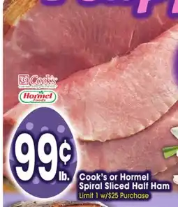 Jewel-Osco Cook's or Spiral Sliced Half Ham offer