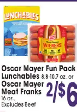 Jewel-Osco Oscar Mayer Fun Pack Lunchables, 8.8-10.7 oz or Oscar Mayer Meat Franks, 16 oz offer