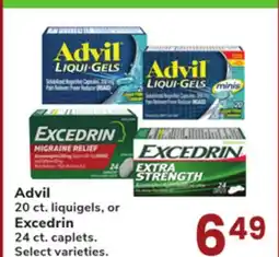 Jewel-Osco Advil 20 ct. liquigels, or Excedrin 24 ct. caplets offer