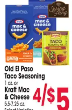Jewel-Osco Old El Paso Taco Seasoning 1 oz. or Kraft Mac & Cheese 5.5-7.25 oz offer