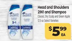 Tony’s Fresh Market Head and Shoulders 2IN1 and Shampoo offer