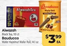 Tony’s Fresh Market Alwazah Black Tea, 110 ct Bauducco Wafer Hazelnut Wafer Roll, 14.1 oz offer