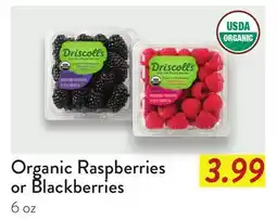 Fresh Thyme Organic Raspberries or Blackberries offer