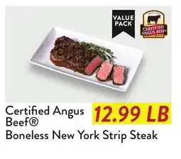 Fresh Thyme Certified Angus Beef Boneless New York Strip Steak offer