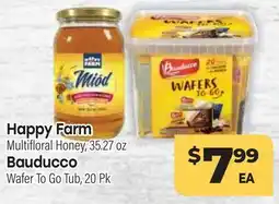 Tony’s Fresh Market Happy Farm Multifloral Honey, 35.27 oz Bauducco Wafer To Go Tub offer