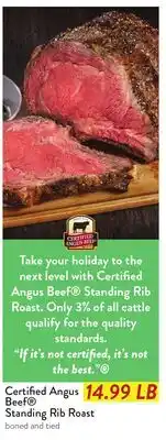 Fresh Thyme Certified Angus Beef Standing Rib Roast offer