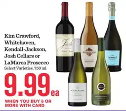 Mariano's Kim Crawford, Whitehaven, Kendall-Jackson, Josh Cellars or LaMarca Prosecco offer