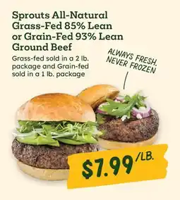 Sprouts Farmers Market Sprouts All-Natural Grass-Fed 85% Lean or Grain-Fed 93% Lean Ground Beef offer