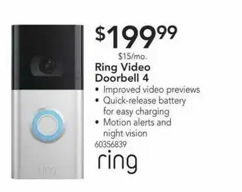 Nebraska Furniture Mart Ring Video Doorbell 4 offer