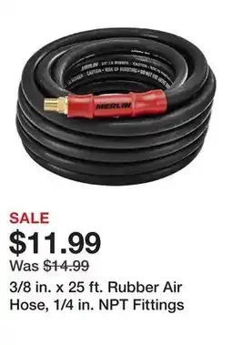 Harbor Freight Tools 3/8 in. x 25 ft. Rubber Air Hose, 1/4 in. NPT Fittings offer