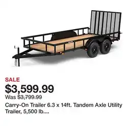 Tractor Supply Company Carry-On Trailer 6.3 x 14ft. Tandem Axle Utility Trailer, 5,500 lb. Max Capacity offer