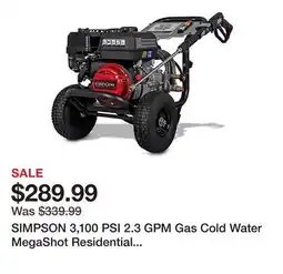 Tractor Supply Company SIMPSON 3,100 PSI 2.3 GPM Gas Cold Water MegaShot Residential Pressure Washer, 49-State offer