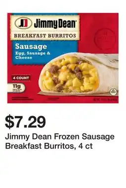 Wegmans Jimmy Dean Frozen Sausage Breakfast Burritos, 4 ct offer