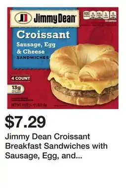 Wegmans Jimmy Dean Croissant Breakfast Sandwiches with Sausage, Egg, and Cheese, Frozen, 4 Count offer