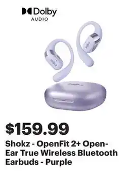 Best Buy Shokz - OpenFit 2+ Open-Ear True Wireless Bluetooth Earbuds - Purple offer