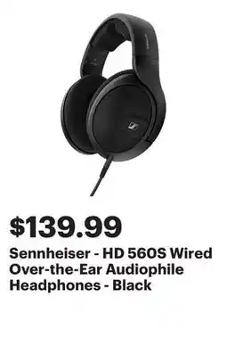 Best Buy Sennheiser - HD 560S Wired Over-the-Ear Audiophile Headphones - Black offer