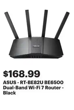 Best Buy ASUS - RT-BE82U BE6500 Dual-Band Wi-Fi 7 Router - Black offer