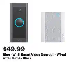 Best Buy Ring - Wi-Fi Smart Video Doorbell - Wired with Chime - Black offer