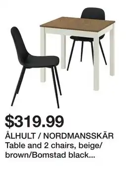Ikea ÅLHULT / NORDMANSSKÄR Table and 2 chairs, beige/brown/Bomstad black black offer