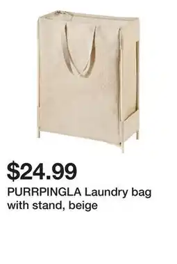 Ikea PURRPINGLA Laundry bag with stand, beige offer