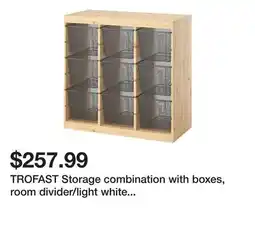 Ikea TROFAST Storage combination with boxes, room divider/light white stained pine dark gray offer