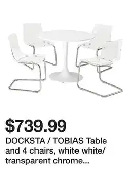 Ikea DOCKSTA / TOBIAS Table and 4 chairs, white white/transparent chrome plated offer