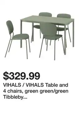 Ikea VIHALS / VIHALS Table and 4 chairs, green green/green Tibbleby gray-green offer