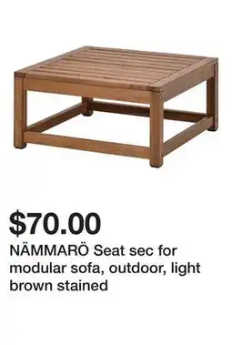 Ikea NÄMMARÖ Seat sec for modular sofa, outdoor, light brown stained offer