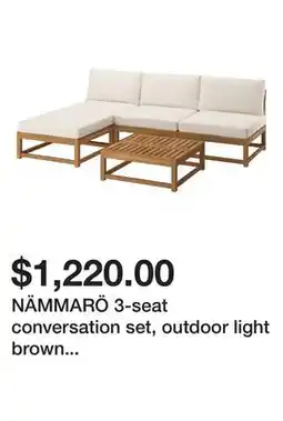 Ikea NÄMMARÖ 3-seat conversation set, outdoor light brown stained/Frösön/Duvholmen beige offer