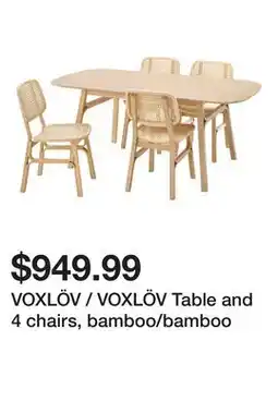 Ikea VOXLÖV / VOXLÖV Table and 4 chairs, bamboo/bamboo offer