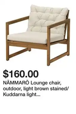 Ikea NÄMMARÖ Lounge chair, outdoor, light brown stained/Kuddarna light grey-beige offer