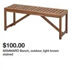 Ikea NÄMMARÖ Bench, outdoor, light brown stained offer
