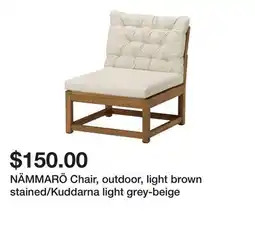 Ikea NÄMMARÖ Chair, outdoor, light brown stained/Kuddarna light grey-beige offer