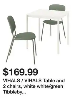 Ikea VIHALS / VIHALS Table and 2 chairs, white white/green Tibbleby gray-green offer