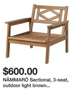 Ikea NÄMMARÖ Sectional, 3-seat, outdoor light brown stained/Frösön/Duvholmen beige offer