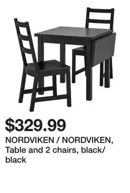 Ikea NORDVIKEN / NORDVIKEN, Table and 2 chairs, black/black offer