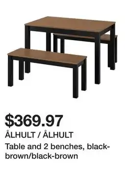 Ikea ÅLHULT / ÅLHULT Table and 2 benches, black-brown/black-brown offer
