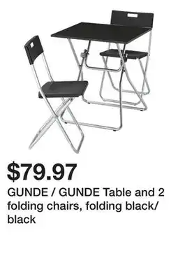 Ikea GUNDE / GUNDE Table and 2 folding chairs, folding black/black offer
